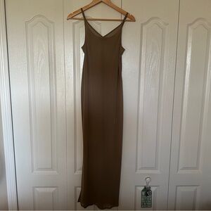 Allegri Italy Skims Soft Lounge Long Ribbed Maxi Tank Slipdress Tan ,One Size